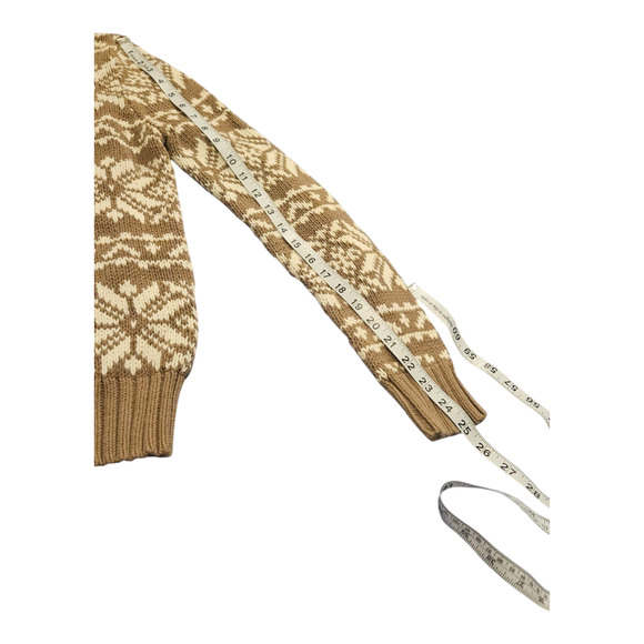 Preswick & Moore Small Petite Long Sleeve Tan and White Pullover Knit Sweater - Picture 7 of 7